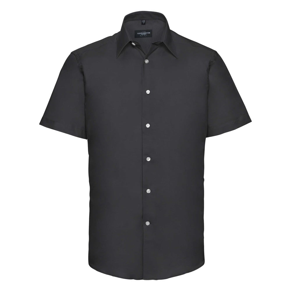 Black - Męska taliowana koszula Oxford
