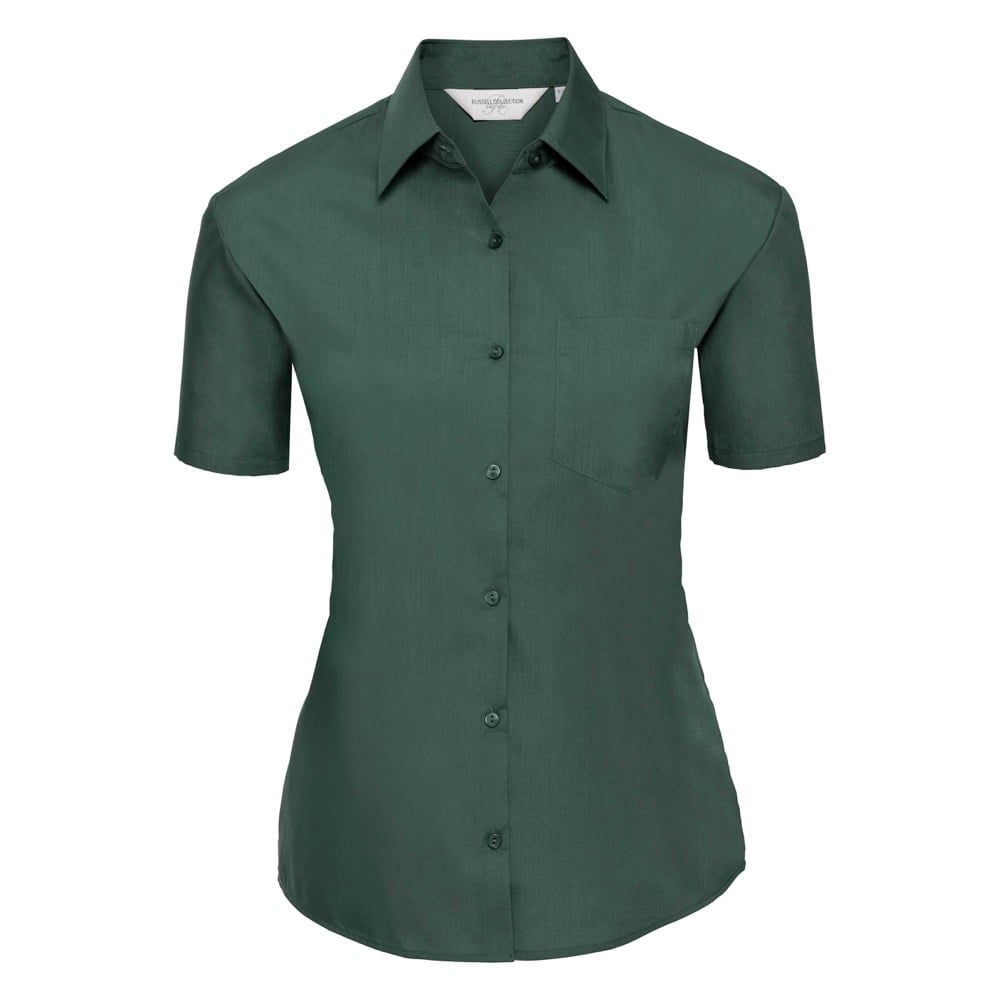 Bottle Green - Damska klasyczna bluzka Polycotton