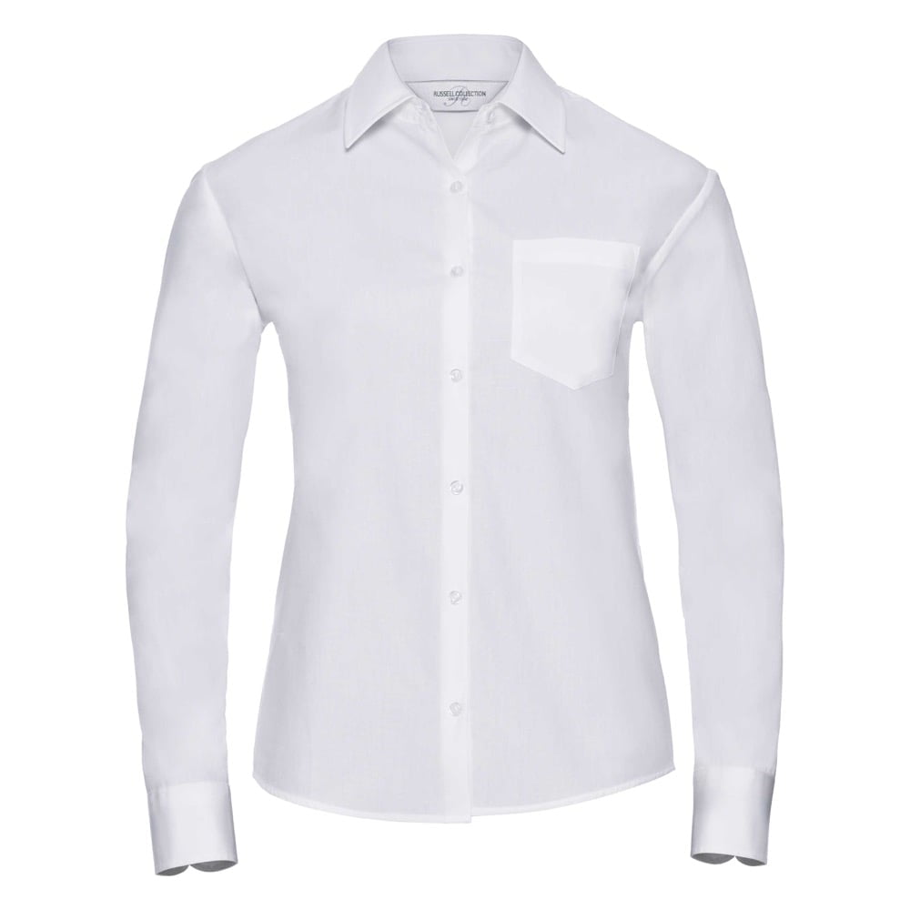 White - Damska klasyczna bluzka Polycotton