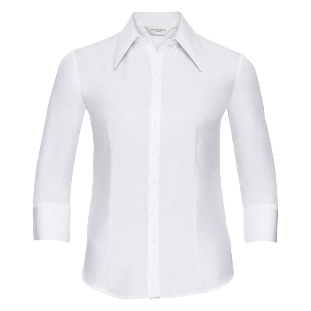 White - Damska bluzka z rękawem 3/4 Tencel®