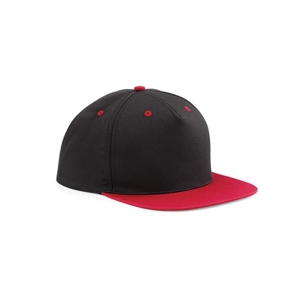 czarno-czerwona czapka reklamowa z haftem