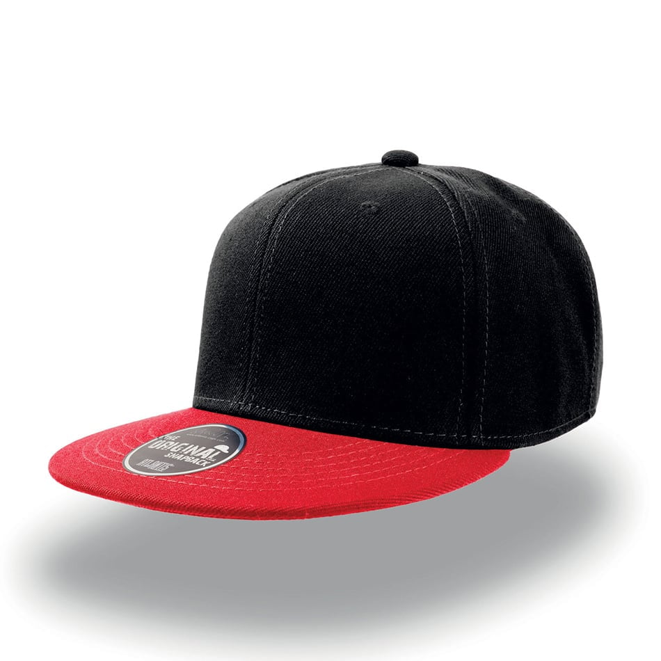 czarno-czerwony snapback z nadrukiem