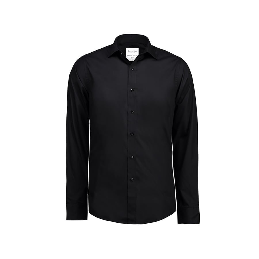 Black - Poplin - Langärmlig Slim Fit Hemd SS402