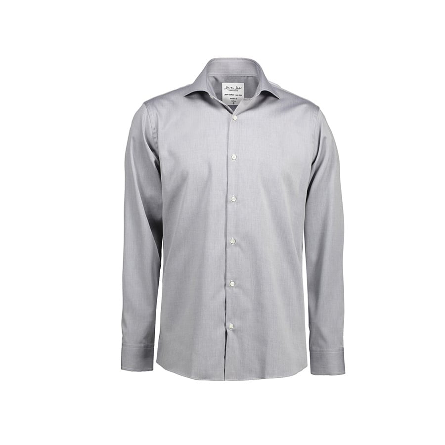 Silver Grey - Fine Twill - Langärmlig Modern Fit Hemd SS8