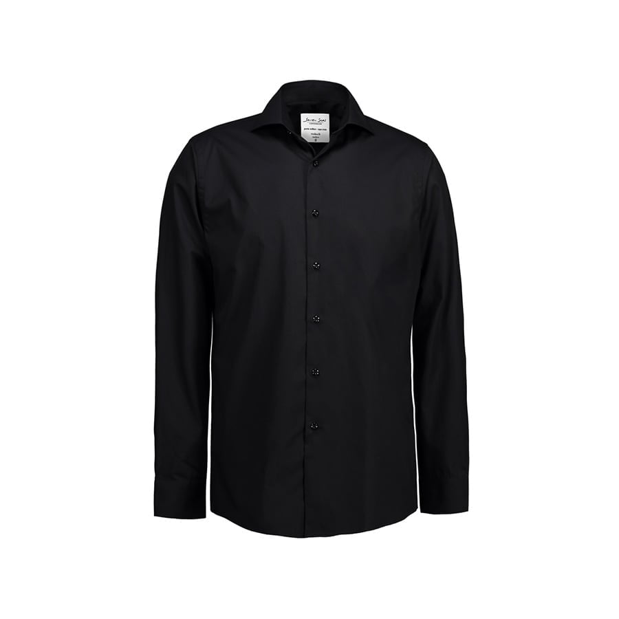 Black - Fine Twill - Langärmlig Modern Fit Hemd SS8