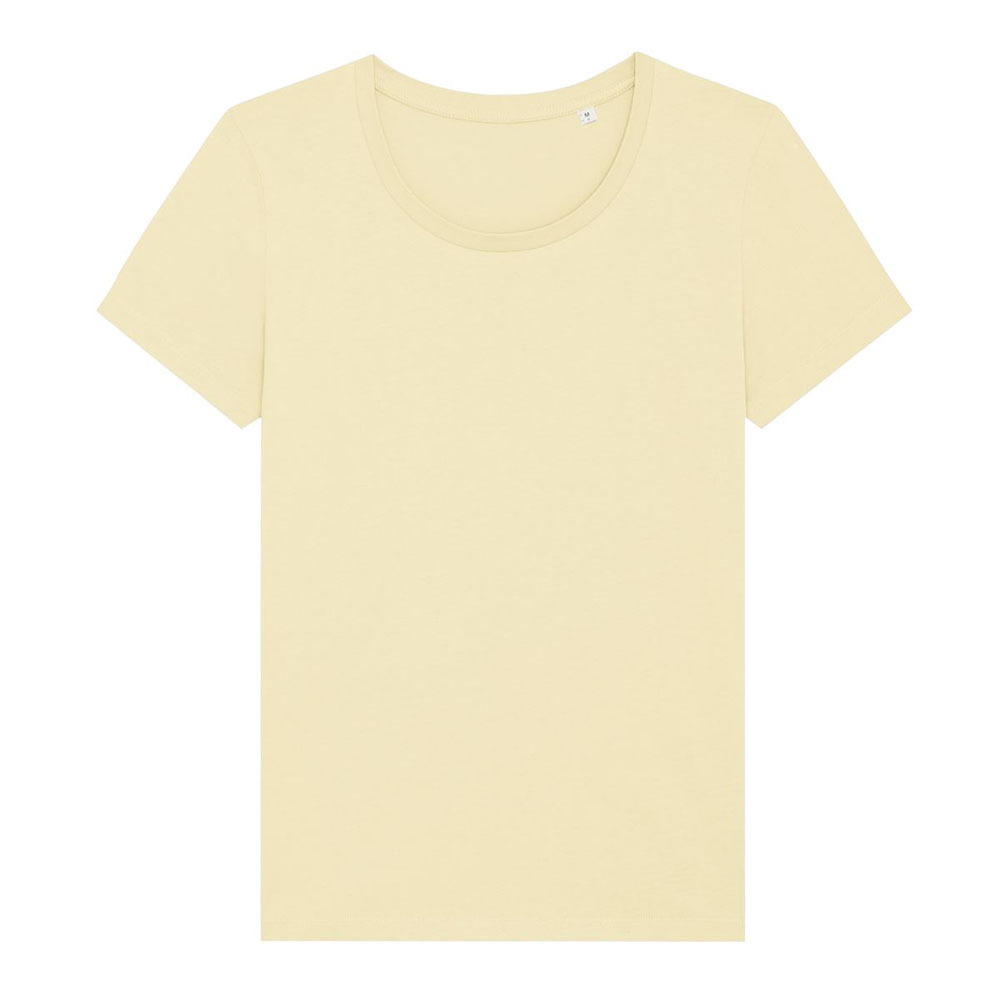 Jasnożółty damski t-shirt organic z haftowanym logo firmy Stella Expresser RAVEN