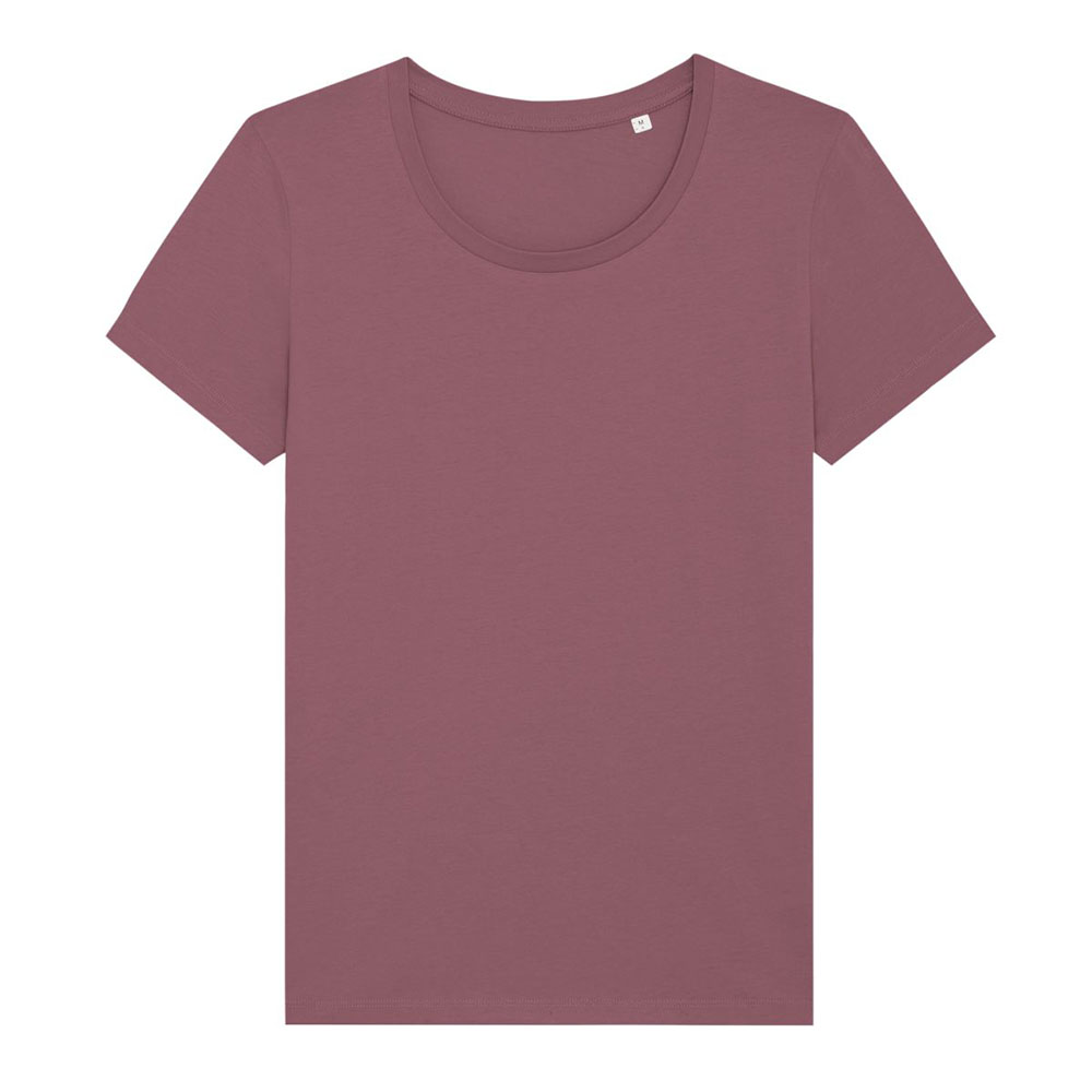 Ciemnoróżowy damski t-shirt organic z haftowanym logo firmy Stella Expresser RAVEN