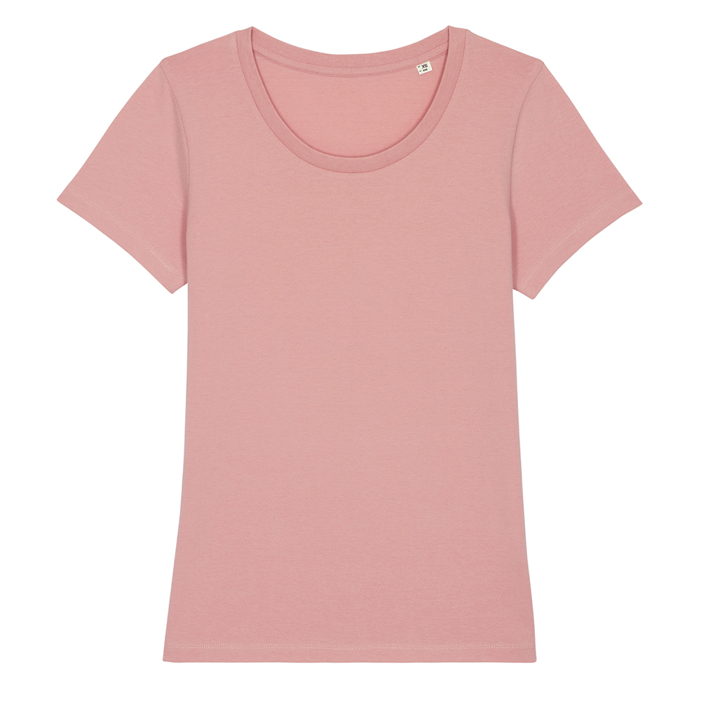 Różowy damski t-shirt organic z haftowanym logo firmy Stella Expresser RAVEN