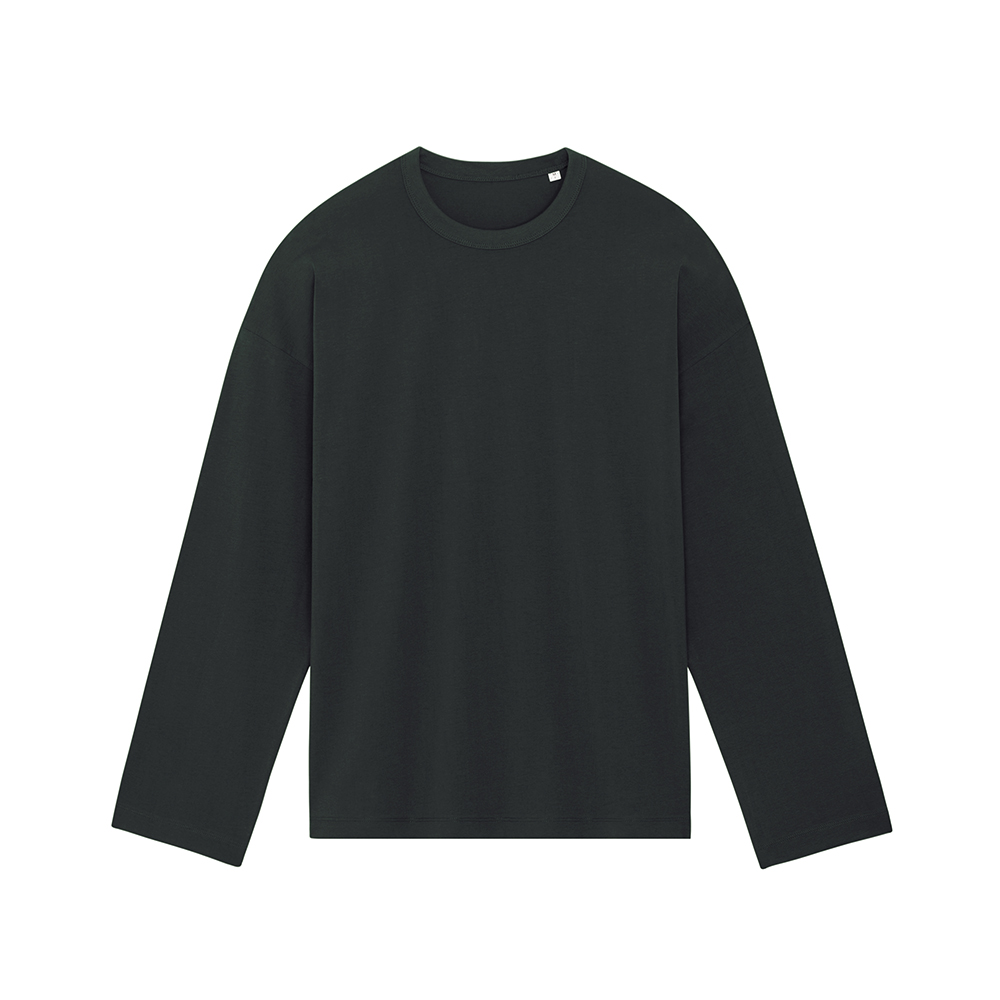 Czarny tshirt unisex z długim rękawem Triber Stanley Stella RAVEN odzież z haftem i drukiem