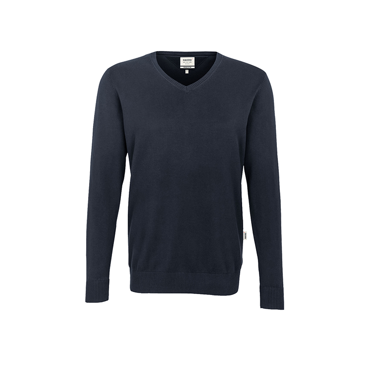 Ink Blue - Męski bawełniany pullover w serek 143