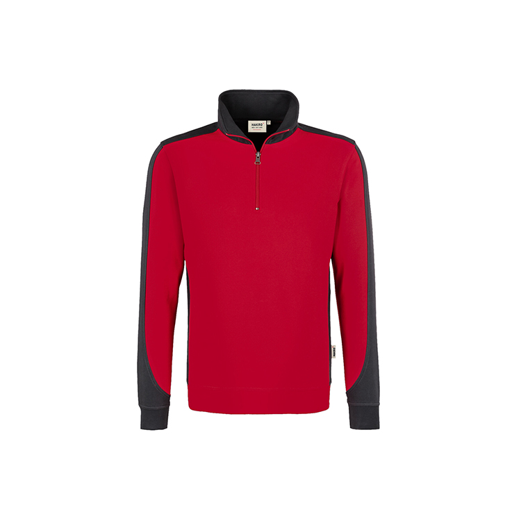 Red - Męska bluza kontrastowa z krótkim suwakiem 476