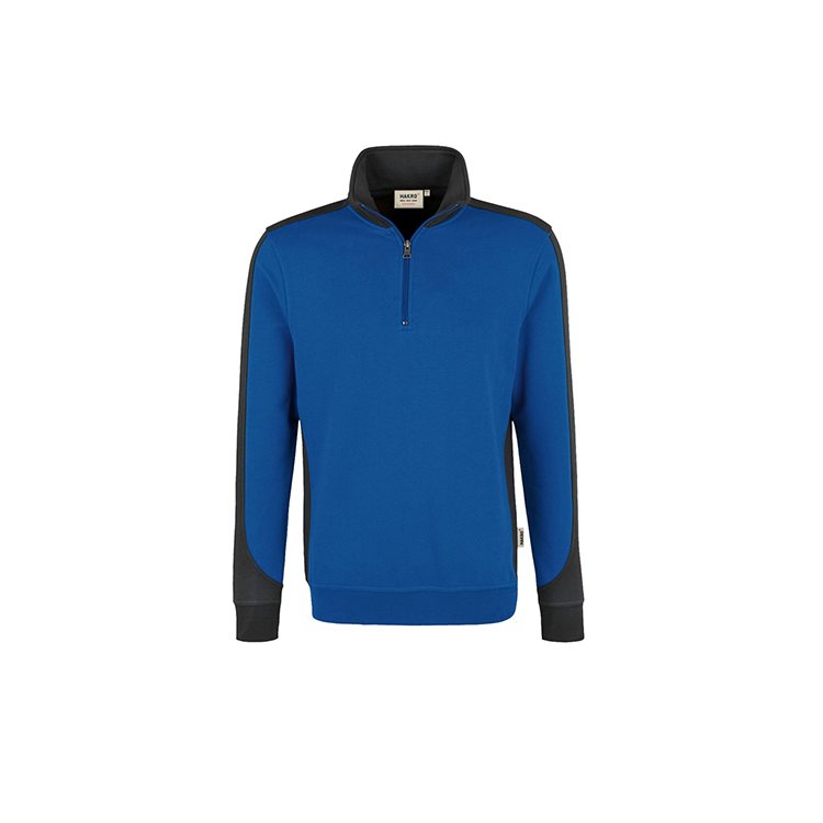Royal Blue - Męska bluza kontrastowa z krótkim suwakiem 476