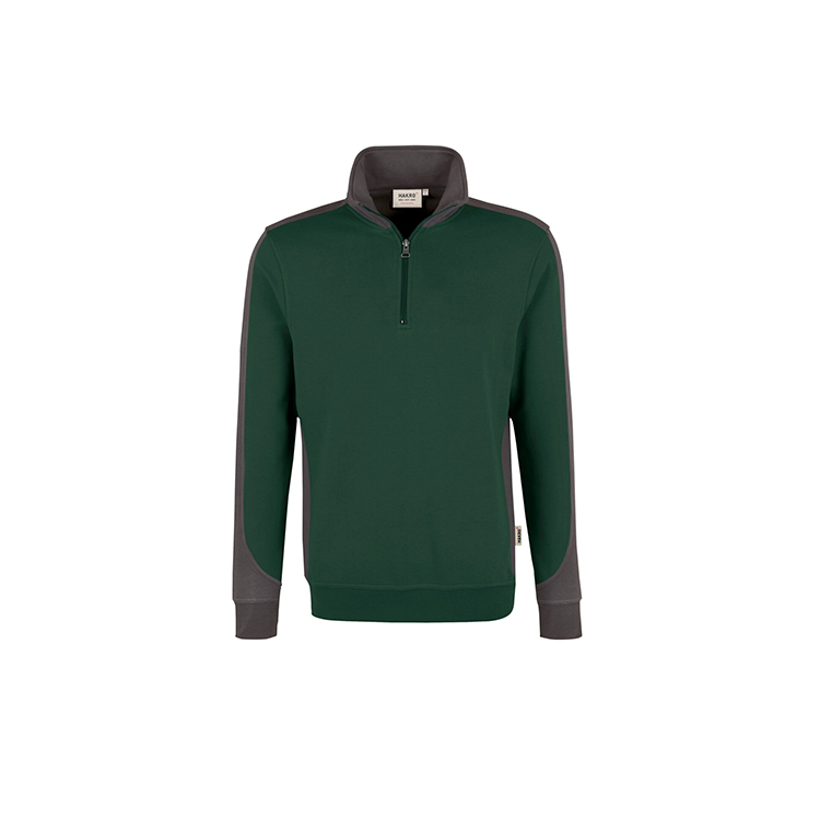 Fir Green - Męska bluza kontrastowa z krótkim suwakiem 476