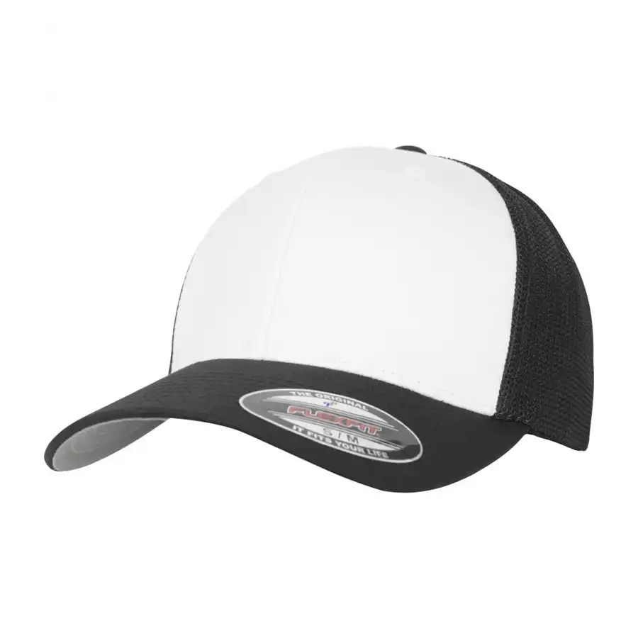 czarno-biała czapka trucker flexfit