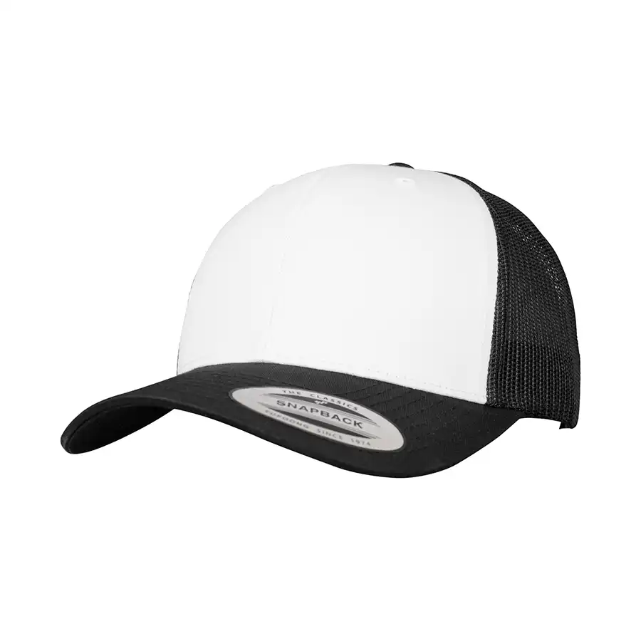 czarno-biała czapka retro trucker flexfit