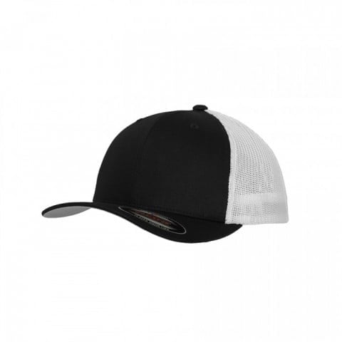 czarno-biała czapka z haftem flexfit