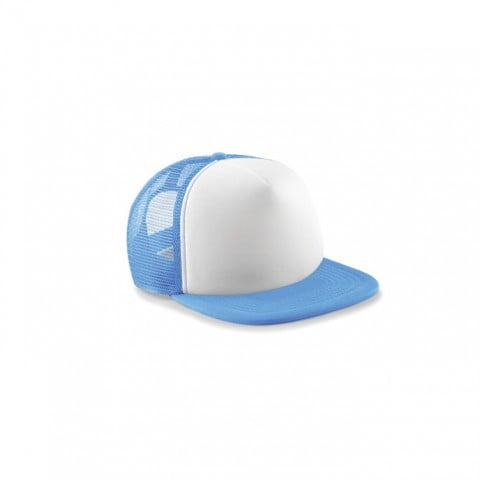 biało-niebieska czapka trucker z haftem