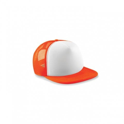 biało-pomarańczowa czapka trucker z haftem