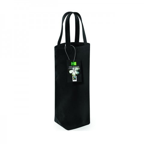 Black - Fairtrade Cotton Bottle Bag