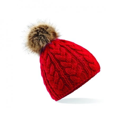 Classic Red - Wintermütze Fur Pom Pom