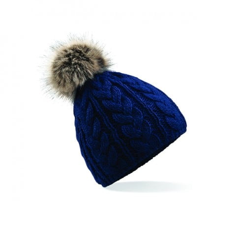Navy - Wintermütze Fur Pom Pom