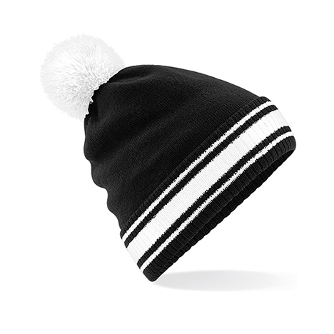 Black/White - Kontrastowa czapka zimowa z pomponem