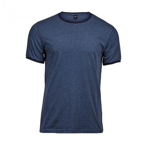 Denim Melange/Navy - Męska koszulka Ringer Tee