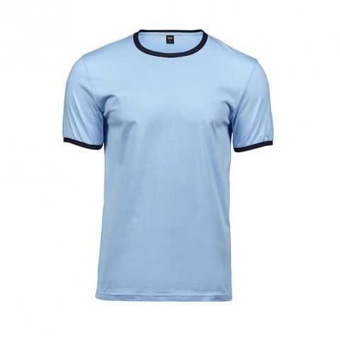 Light Blue/Navy - Męska koszulka Ringer Tee
