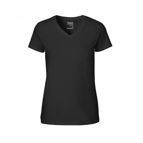 Czarna damska koszulka w serek Fairtraide Neutral O81005