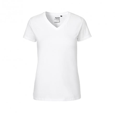 Biała damska koszulka w serek Fairtraide Neutral O81005