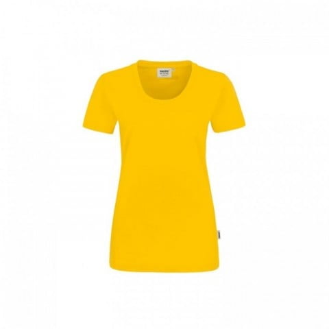 Żółta dopasowana koszulka damska z własnym drukiem Hakro 127