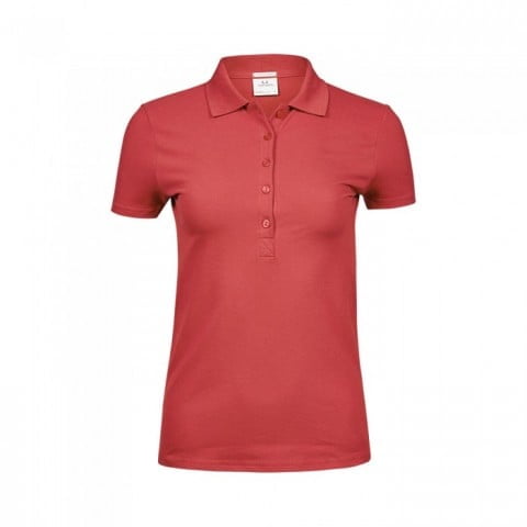 Coral - Damska koszulka polo Luxury Stretch