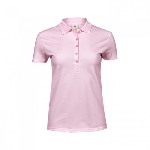Light Pink - Damska koszulka polo Luxury Stretch