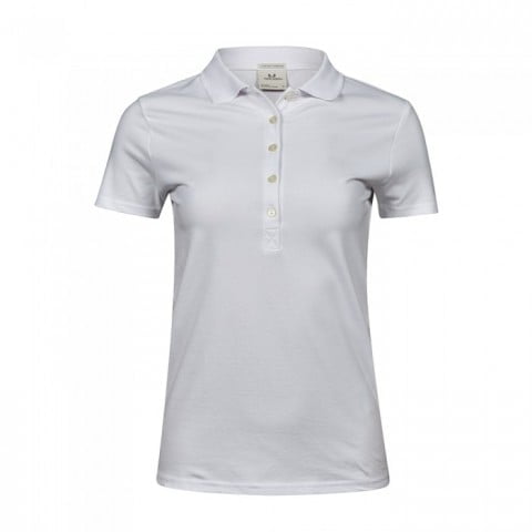 White - Damska koszulka polo Luxury Stretch