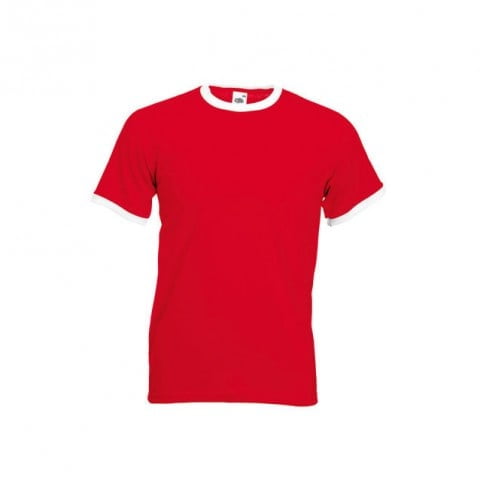 Czerwona koszulka z białymi ściągaczami Fruit of the Loom 61-168-0
