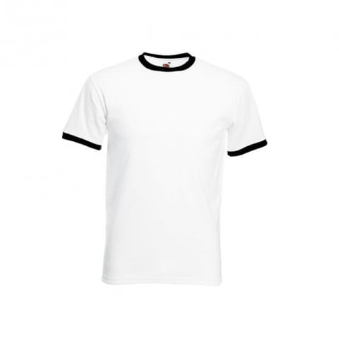 Biała koszulka z czarnymi ściągaczami Fruit of the Loom 61-168-0