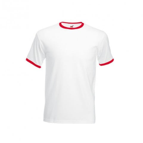 Biała koszulka z czerwonymi ściągaczami Fruit of the Loom 61-168-0