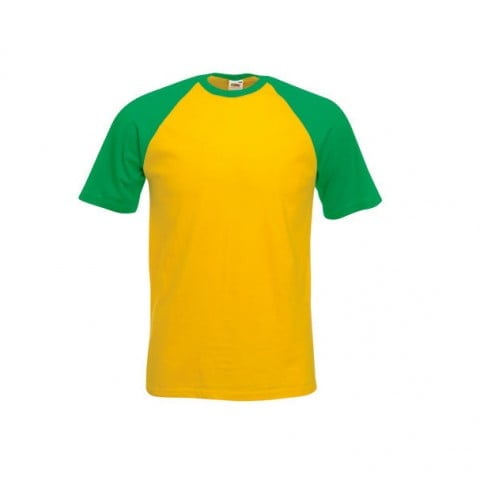Żółty t-shirt z zielonymi kontrastowymi wstawkami Fruit of the Loom 61-026-0