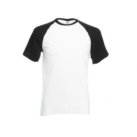 Biały t-shirt z czarnymi kontrastowymi wstawkami Fruit of the Loom 61-026-0