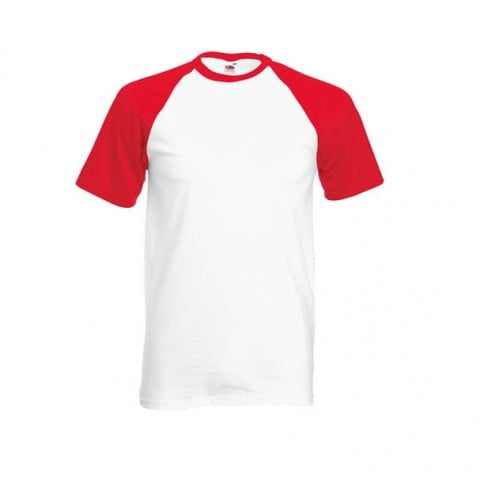 Biały t-shirt z czerwonymi kontrastowymi wstawkami Fruit of the Loom 61-026-0
