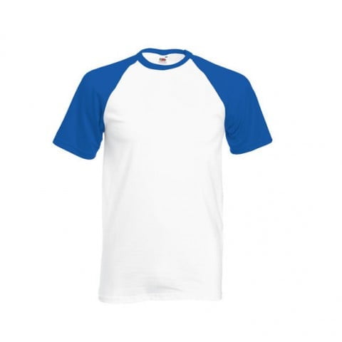Biały t-shirt z niebieskimi kontrastowymi wstawkami Fruit of the Loom 61-026-0