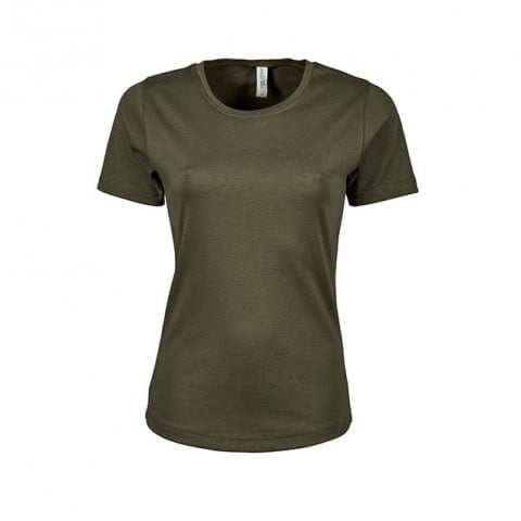 Oliwkowa koszulka damska z bawełny organicznej Tee Jays Interlock Tee 580