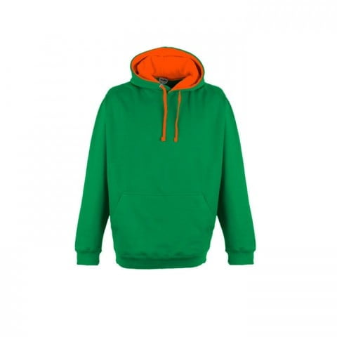 Kelly Green/Electric Orange - Bluza z kapturem Superbright