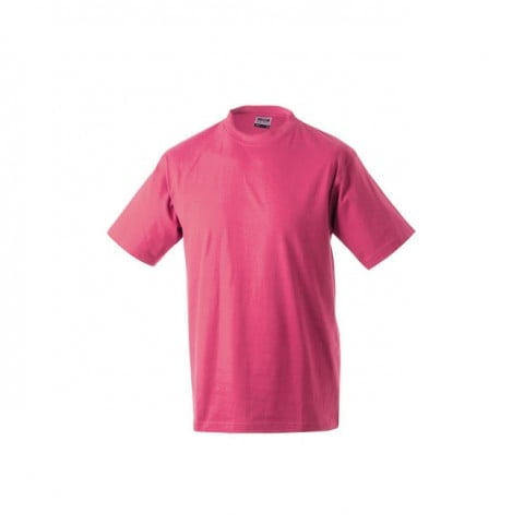 Różowa męska koszula z własnym drukiem firmowym Round t-medium James & Nicholson JN001