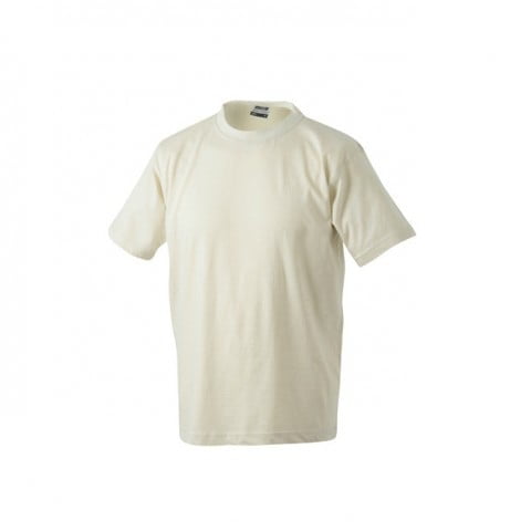 Beżowa męska koszula z własnym drukiem firmowym Round t-medium James & Nicholson JN001