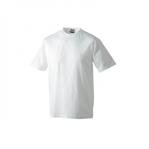 Biała męska koszula z własnym drukiem firmowym Round t-medium James & Nicholson JN001