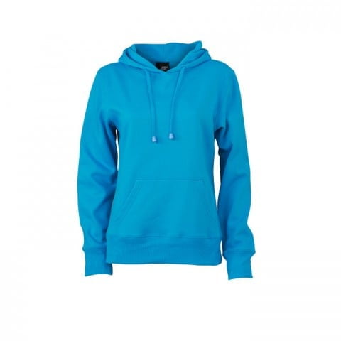 Turquoise - Damska bluza bez zamka Hooded Jacket