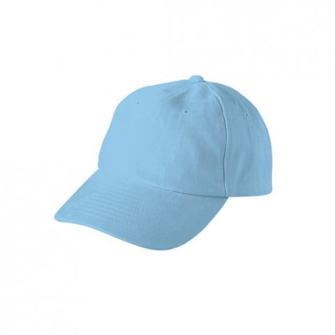 błękitna czapka reklamowa z nadrukiem