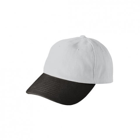 biało-czarna czapka reklamowa z nadrukiem