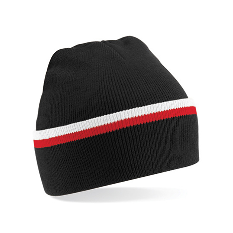 Black/Classic Red/White - Kontrastowa czapka zimowa